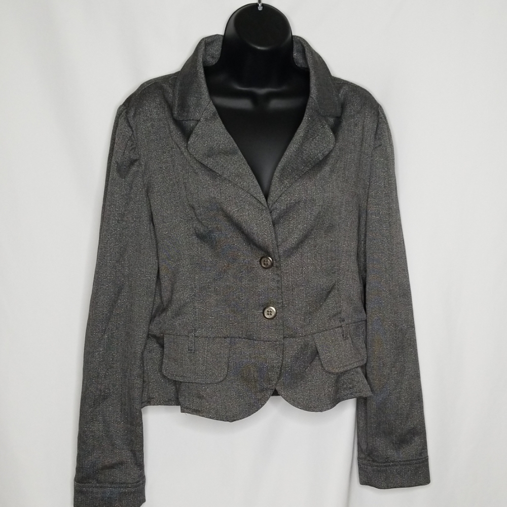 Speak 2 me. Shimmery gray blazer.
